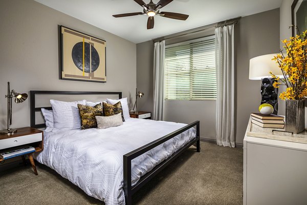 Spacious bedroom with modern decor at Core at Sycamore Highlands luxury apartments