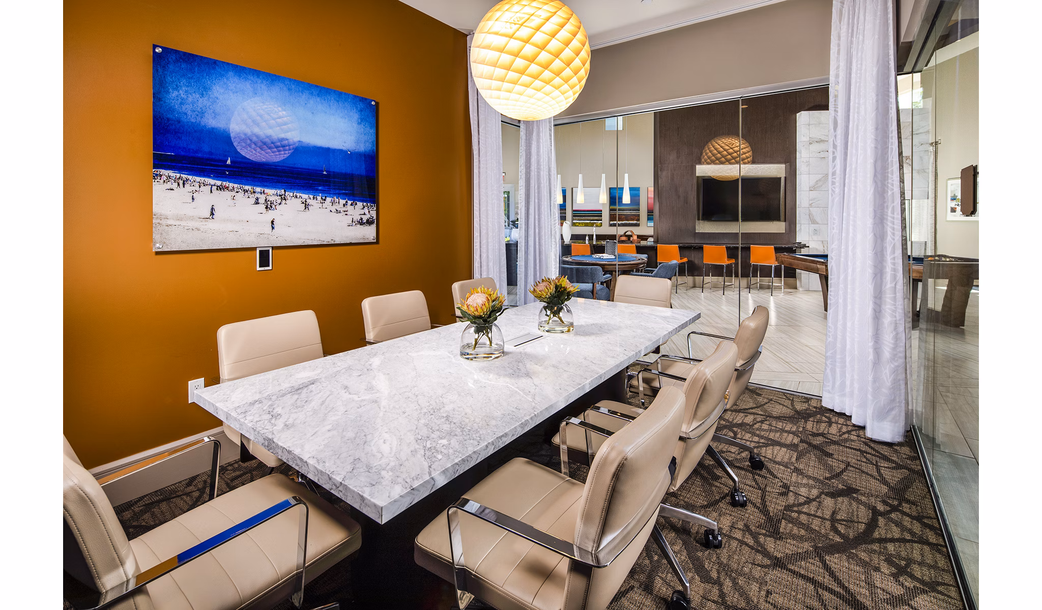 Meeting space with modern amenities at Core at Sycamore Highlands luxury apartments
