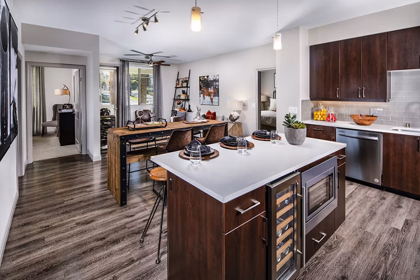 Elegant dining room with modern decor at Core at Sycamore Highlands apartments