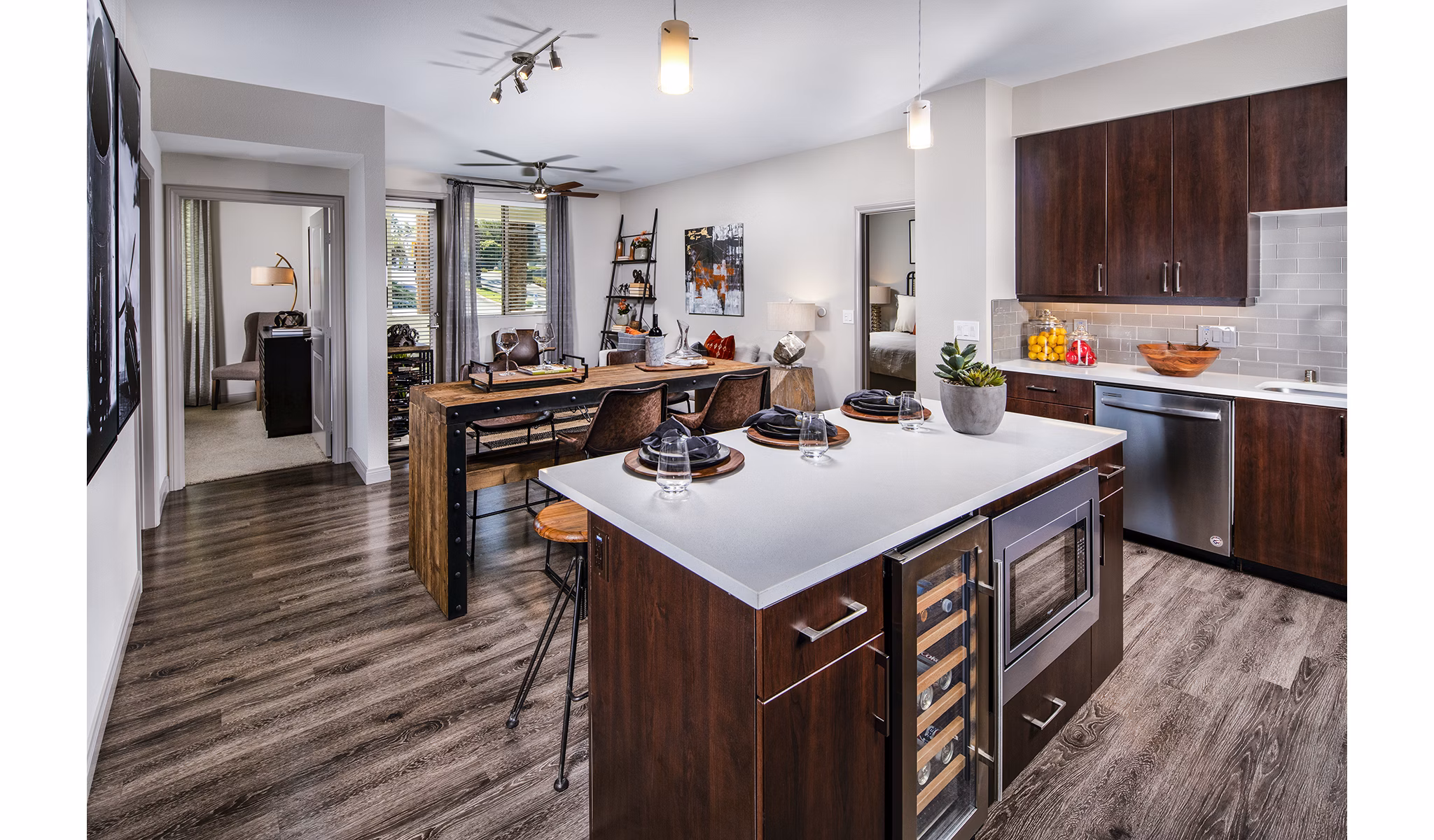 Elegant dining room with modern decor at Core at Sycamore Highlands apartments