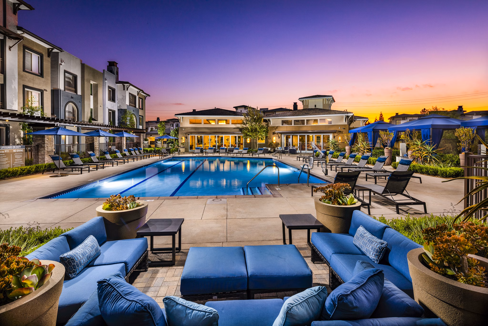 Resort-style pool with sundeck at Core at Sycamore Highlands luxurious apartments