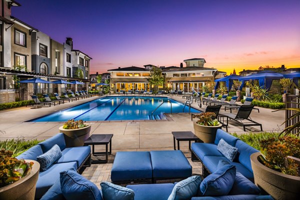 Resort-style pool with sundeck at Core at Sycamore Highlands luxurious apartments