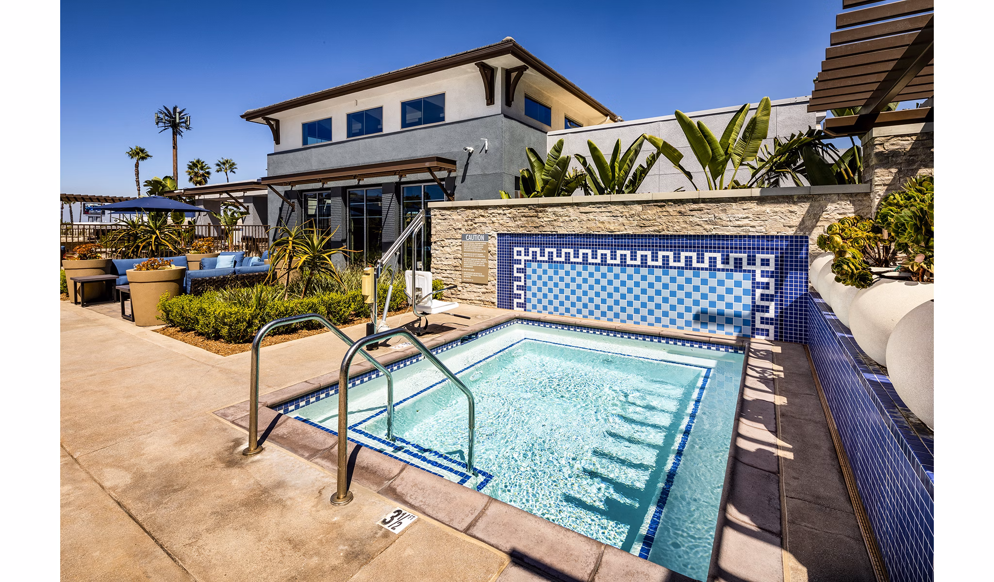 Relaxing hot tub at Core at Sycamore Highlands luxury apartments, perfect for unwinding after a long day in Riverside, CA