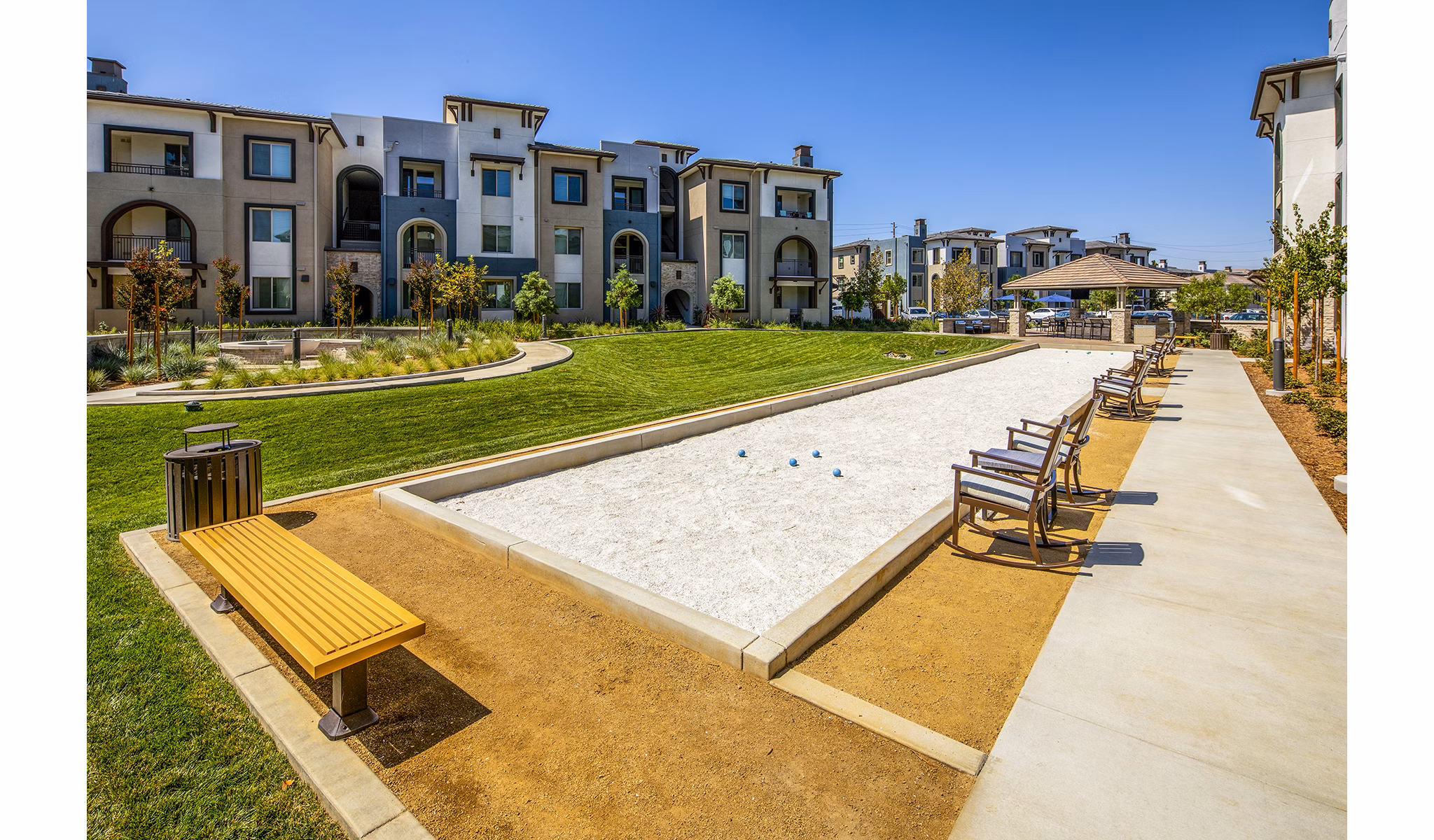 Bocce/sport court at Core at Sycamore Highlands with well-maintained surfaces for outdoor recreation and fitness activities