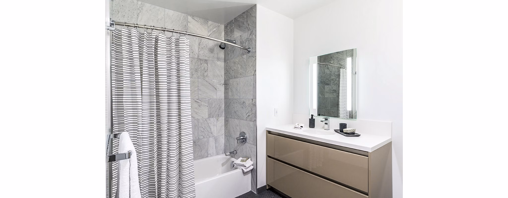 Modern bathroom with sleek fixtures at Circa LA Apartments