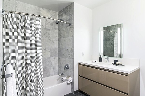 Modern bathroom with sleek fixtures at Circa LA Apartments