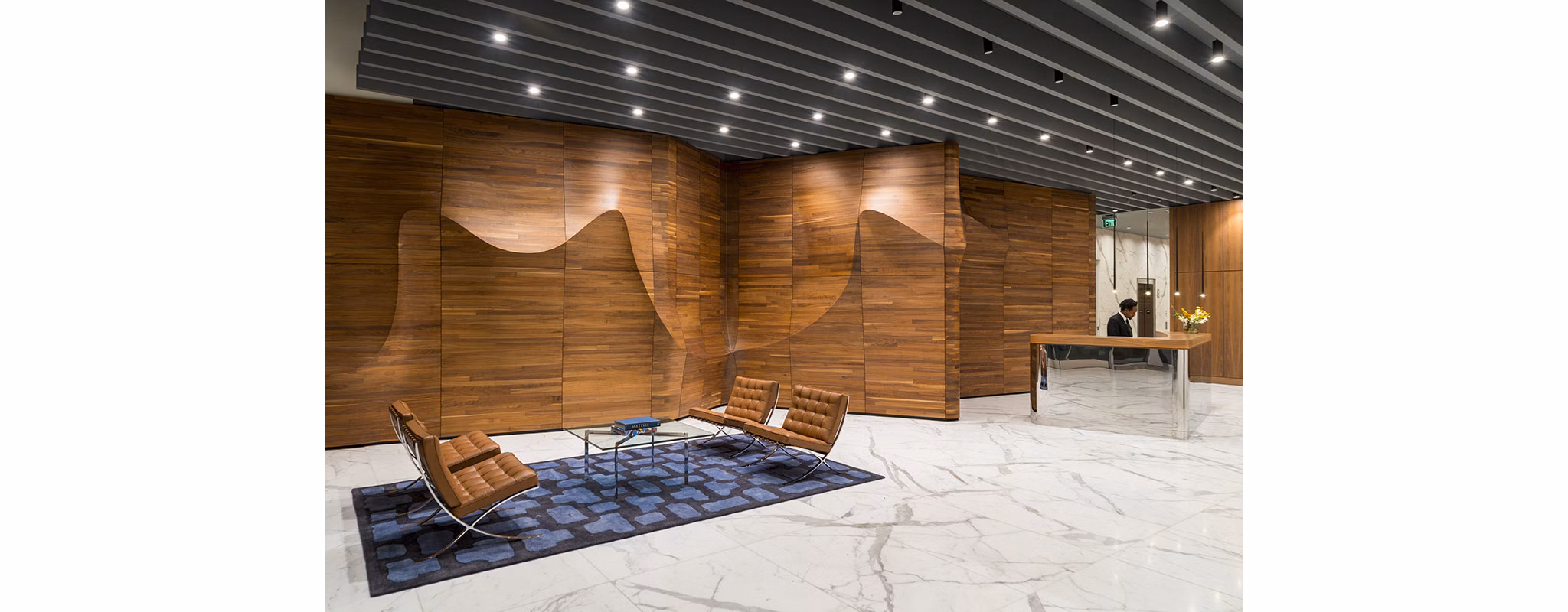 Spacious clubhouse with modern design at Circa LA Apartments offering luxury amenities and social spaces for residents