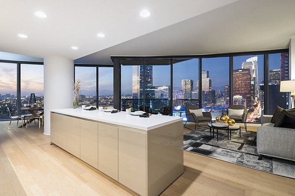 Chic dining room with modern decor at Circa LA Apartments in Los Angeles
