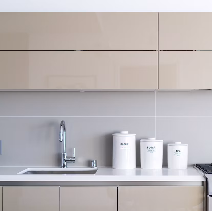 Modern kitchen with stainless appliances at Circa LA Apartments, luxury living in the heart of Los Angeles