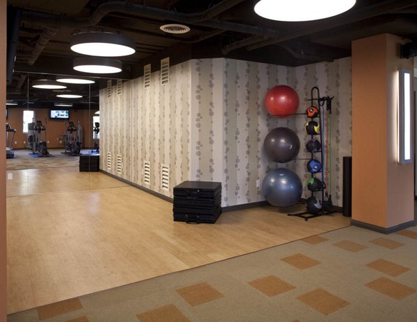 fitness center at West 27th Apartments
