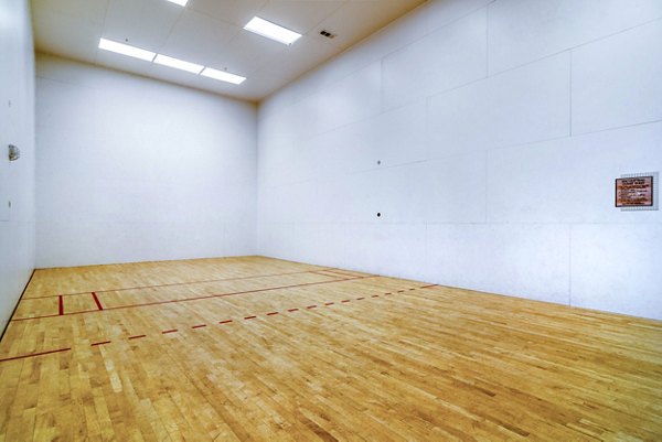 Indoor basketball court with wooden flooring and hoops at The Standard Apartments, ideal for fitness enthusiasts seeking luxury living