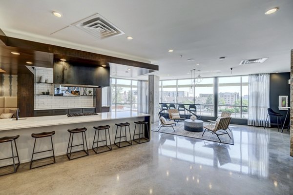 Clubhouse with modern design and comfortable seating at 2785 Speer Apartments in Denver