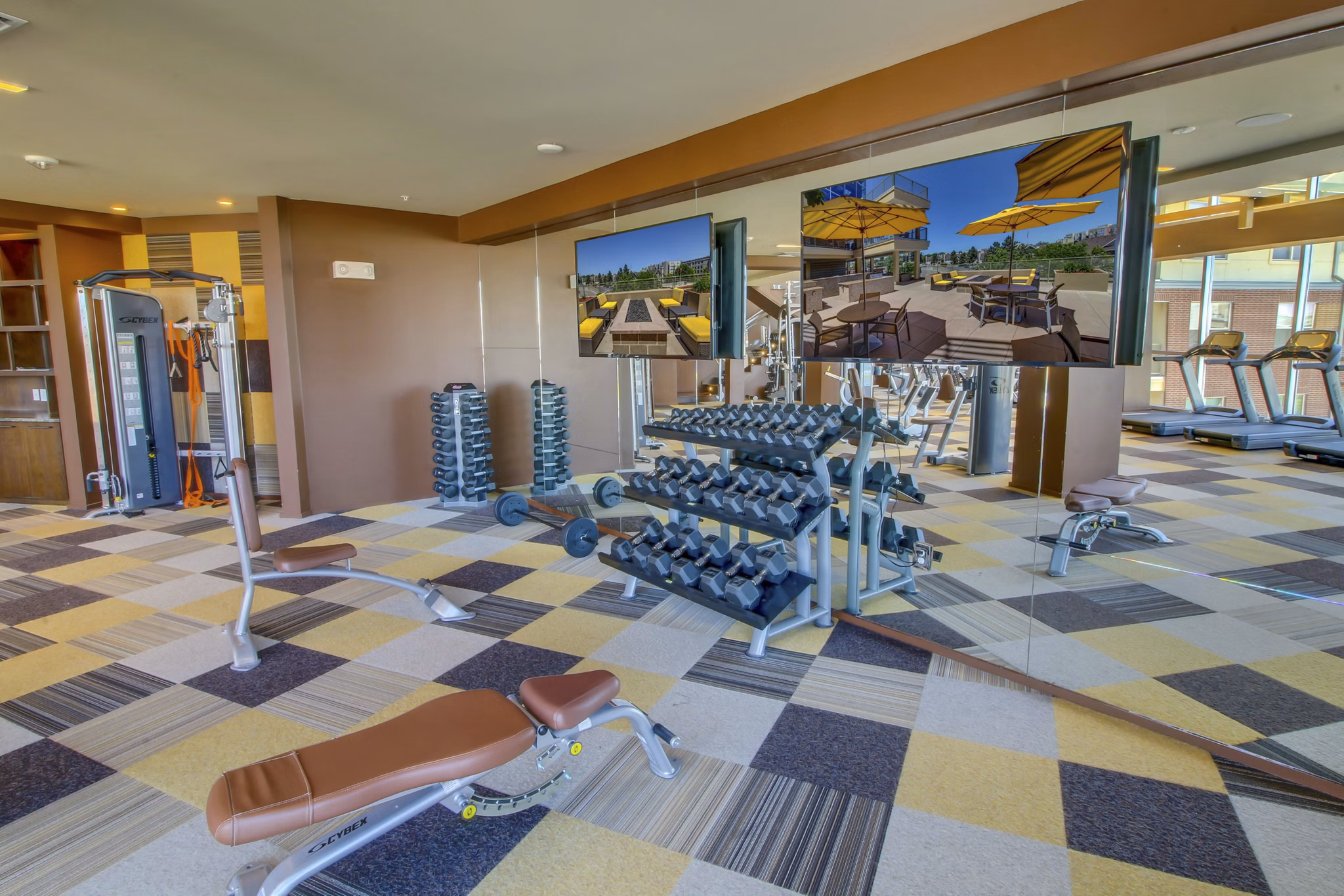 Fitness center featuring state-of-the-art equipment at 2785 Speer Apartments