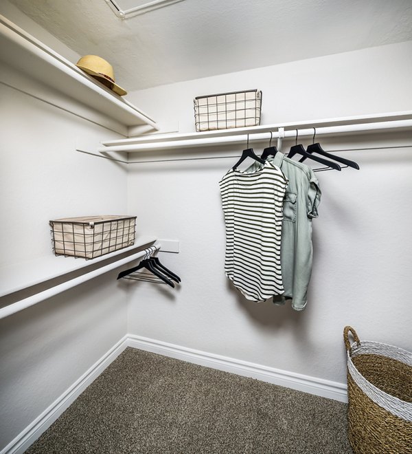 Spacious bedroom closet with custom shelving at Artisan Laguna Beach Apartments