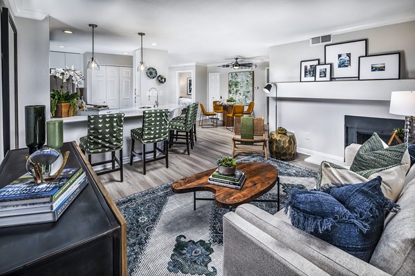 Modern living room with ocean-inspired decor at Artisan Laguna Beach Apartments