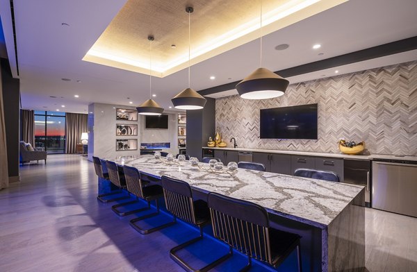 Contemporary clubhouse with sleek design at Ascent Midtown Apartments, featuring luxury amenities and modern decor