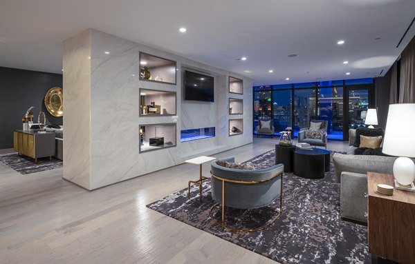 Modern clubhouse with stylish seating and vibrant decor at Ascent Midtown Apartments in Atlanta