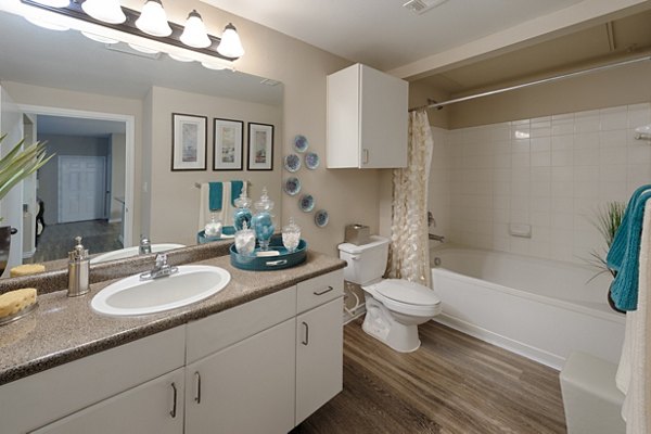 Bathroom featuring elegant fixtures and modern design at Mandalay at Shadow Lake Apartments