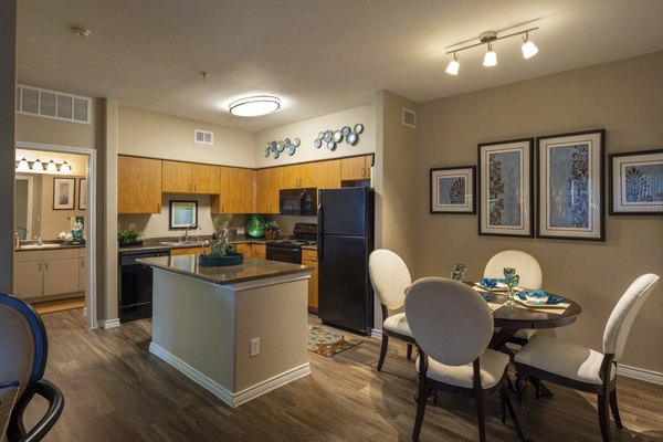 Dining room featuring modern decor and elegant lighting in Mandalay at Shadow Lake Apartments