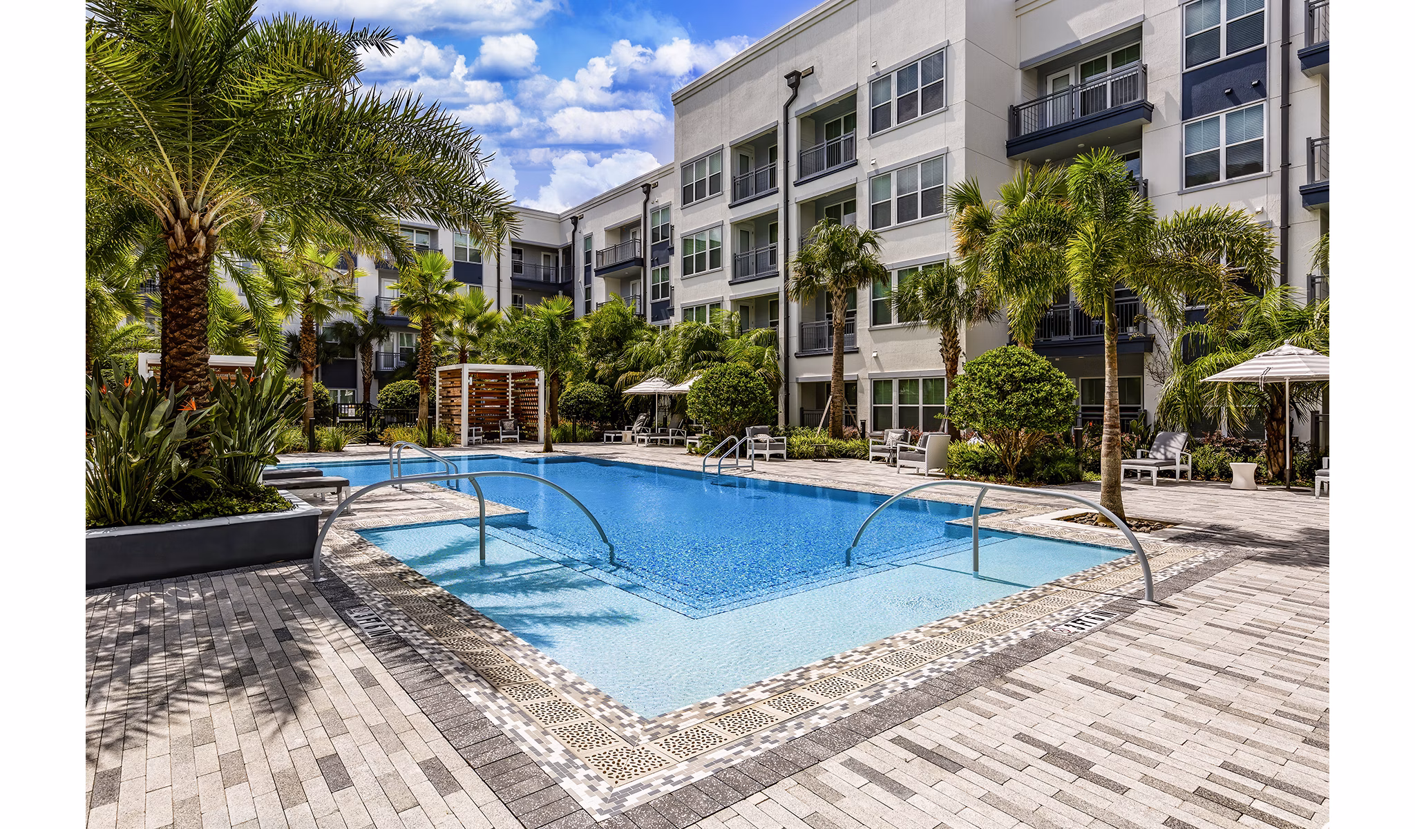 Modern outdoor pool at Overture Dr Phillips Apartments, perfect for relaxation and leisure activities