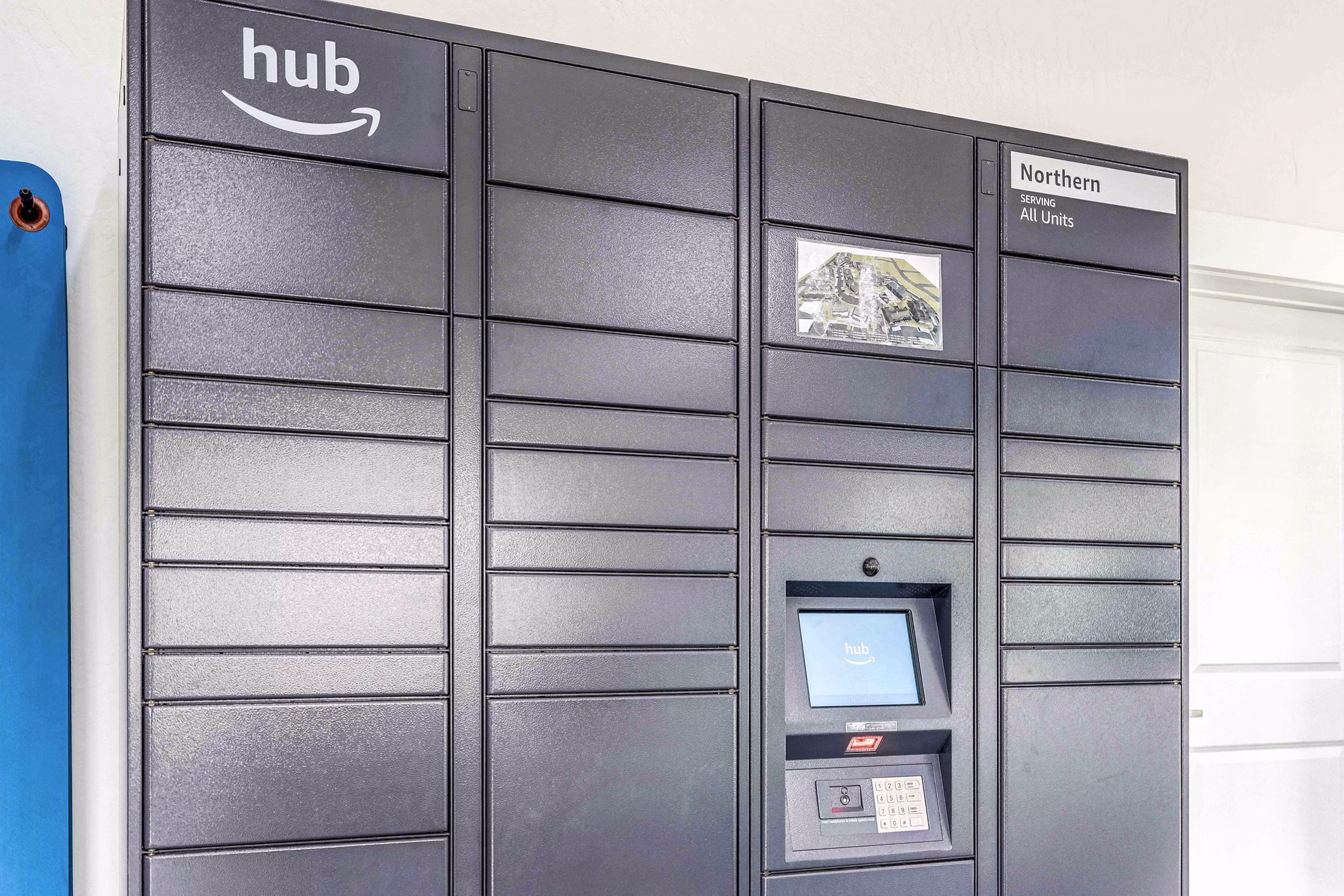 Convenient parcel pickup lockers at The Northern at Coeur d'Alene Place Apartments