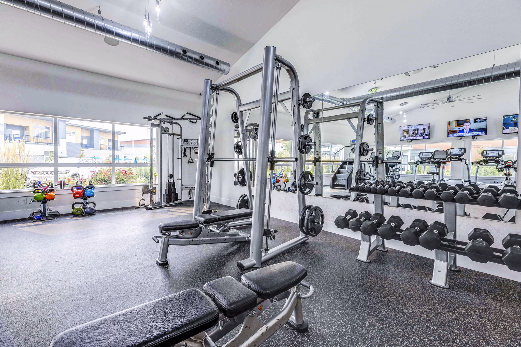 State-of-the-art fitness center at The Northern at Coeur d'Alene Place Apartments