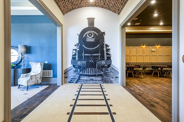 Spacious clubhouse with modern decor at Hardy Yards Apartment Homes