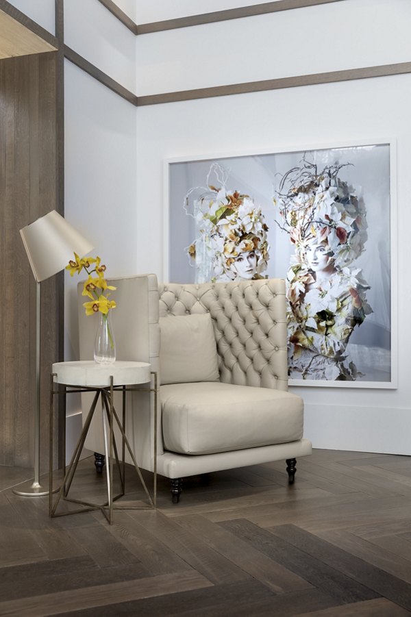 Clubhouse with elegant lounge seating and modern decor at Grey House Apartments