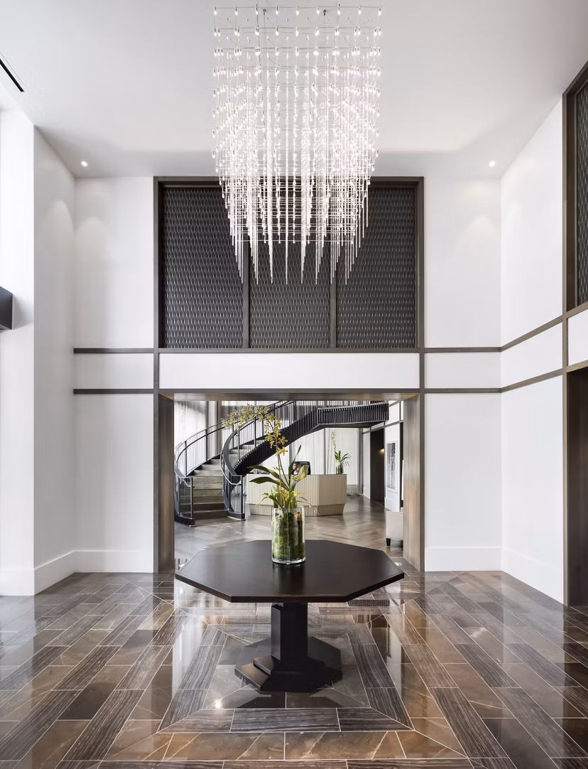 Clubhouse featuring modern decor and seating at Grey House Apartments