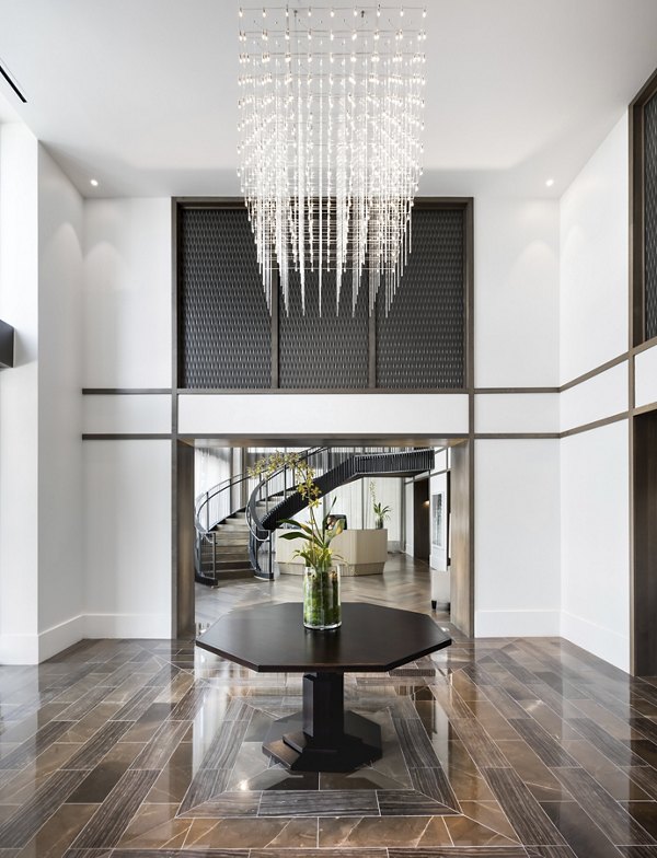 Clubhouse featuring modern decor and seating at Grey House Apartments
