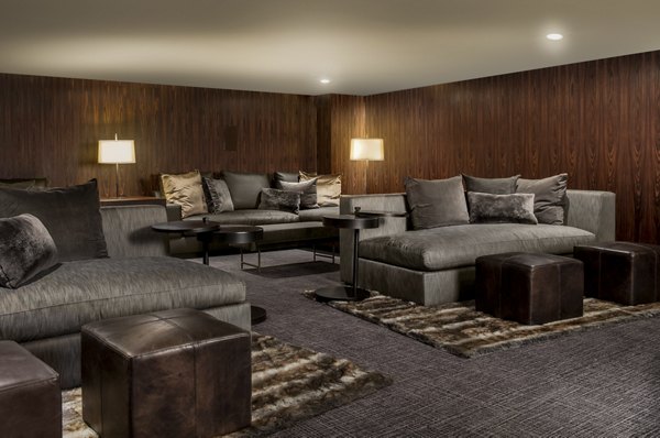 Luxury theater featuring plush seating and state-of-the-art sound system at Grey House Apartments
