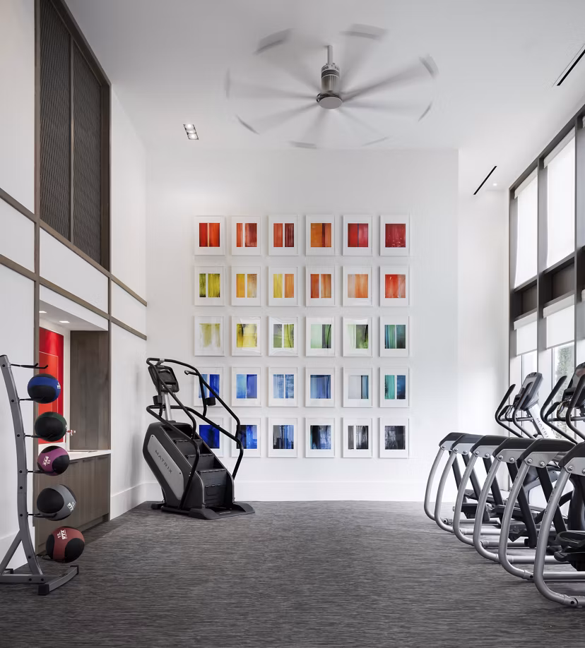 State-of-the-art fitness center with modern equipment at Grey House Apartments, ideal for active residents seeking a healthy lifestyle