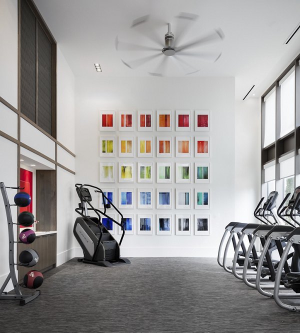 State-of-the-art fitness center with modern equipment at Grey House Apartments, ideal for active residents seeking a healthy lifestyle