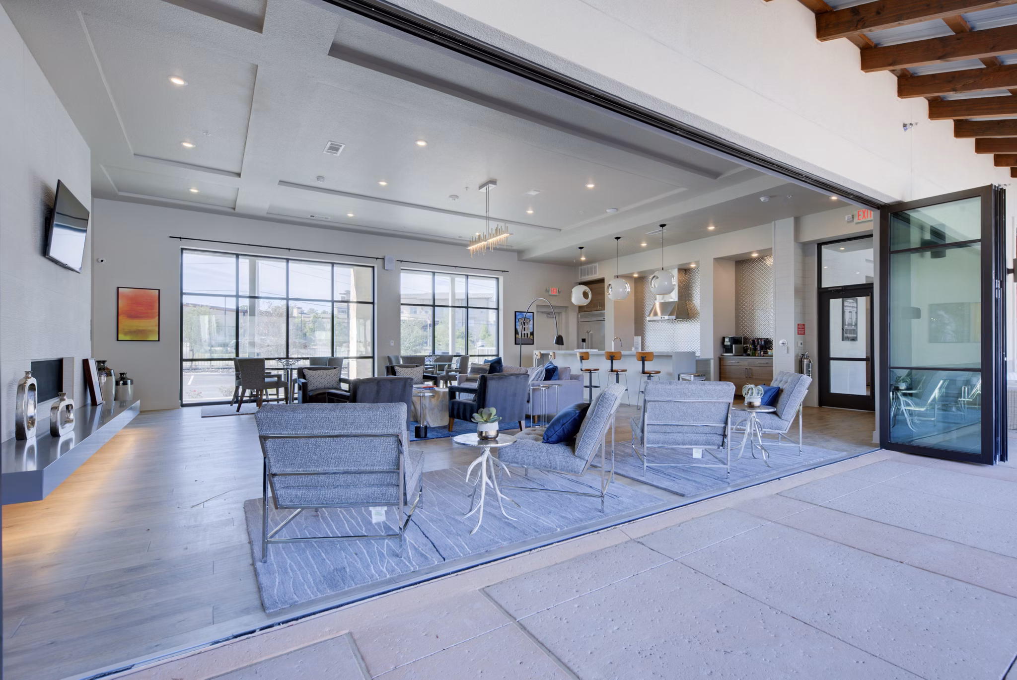Clubhouse with modern design elements at Tacara Westpointe Village Apartments, featuring luxury amenities for residents to enjoy