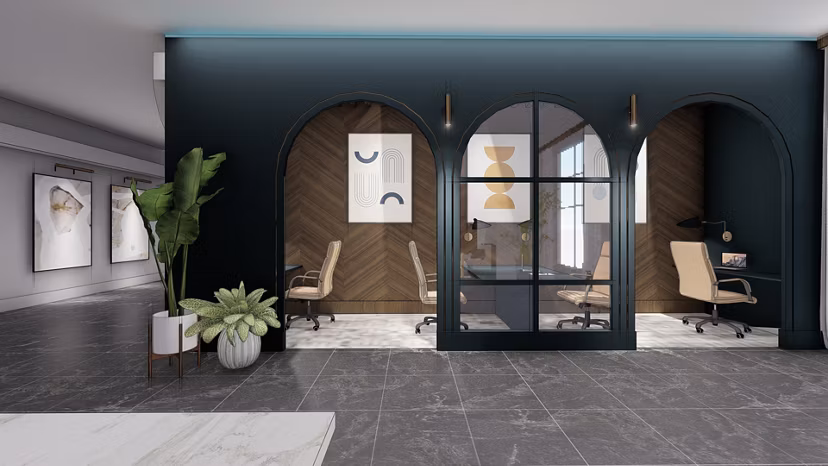 Modern clubhouse with stylish furnishings at The Residence at SouthPark Apartments, ideal for social gatherings and relaxation