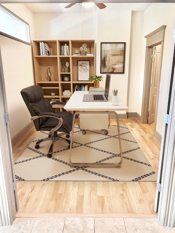 Home office with modern desk and ergonomic chair in The Residence at SouthPark Apartments
