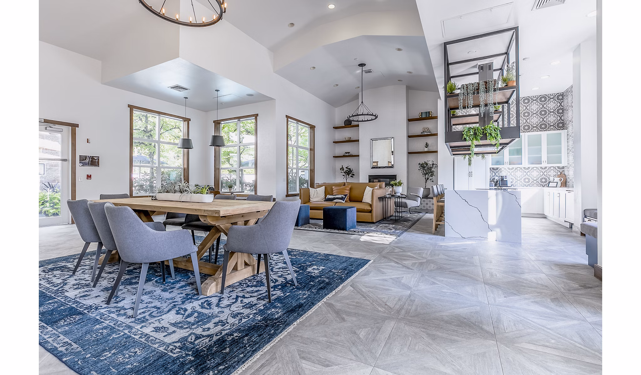 Stylish clubhouse lobby featuring modern decor at Avignon Townhomes Apartments
