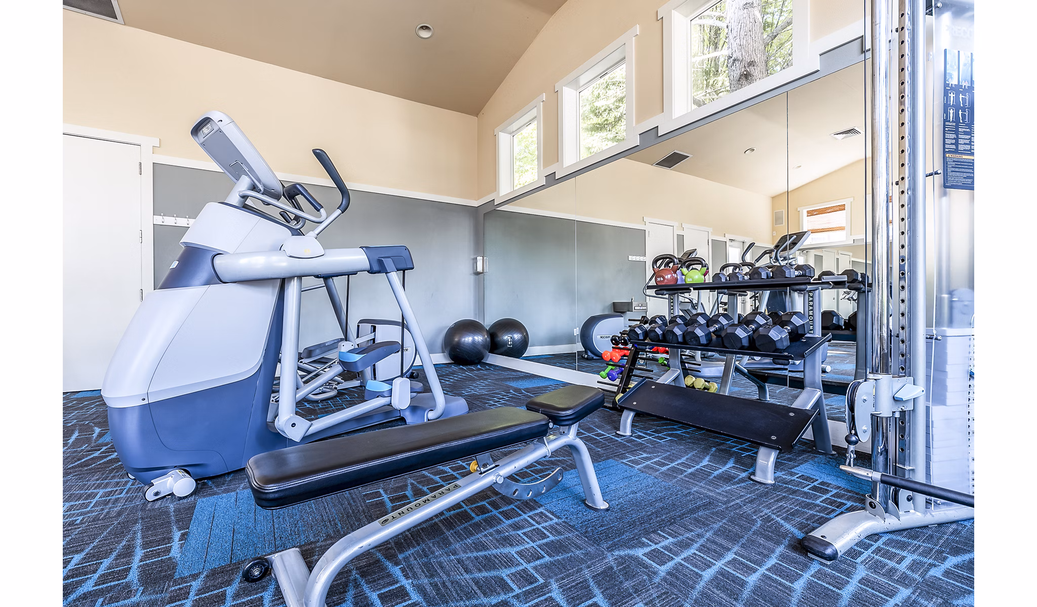 Modern fitness center with state-of-the-art equipment at Avignon Townhomes Apartments, ideal for luxury apartment living