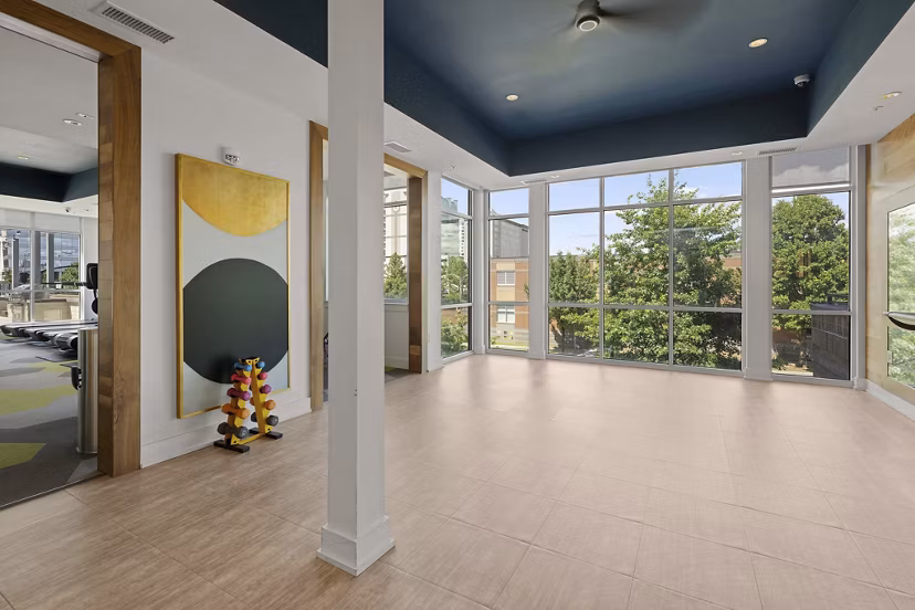 fitness center at Savoy Apartments