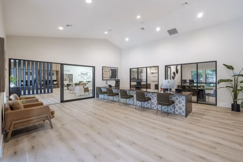 Clubhouse at Greystar's Sage at Green Valley Apartments featuring modern design and entertainment spaces for residents