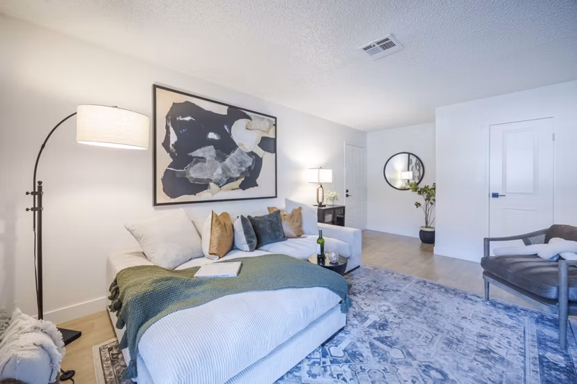 Modern living room with stylish decor in Sage at Green Valley Apartments, offering luxury comfort and spacious design ideal for relaxation