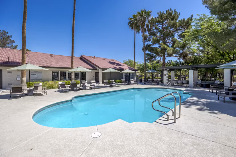 Relaxing poolside oasis at Sage at Green Valley Apartments