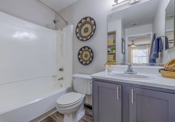 Bathroom featuring modern fixtures and sleek design at 5400 Vistas Apartments