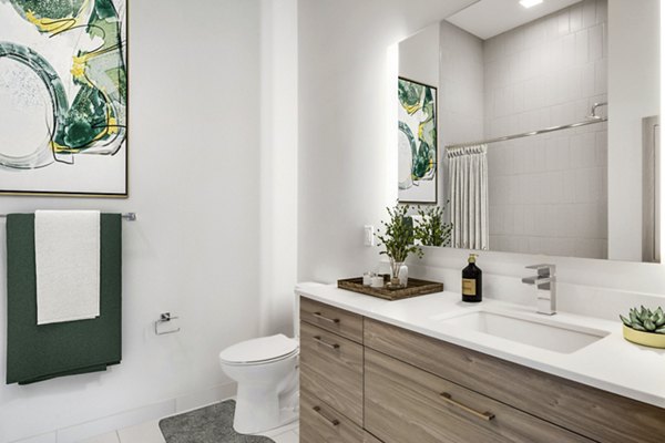 bathroom at One Beachmont Apartments
