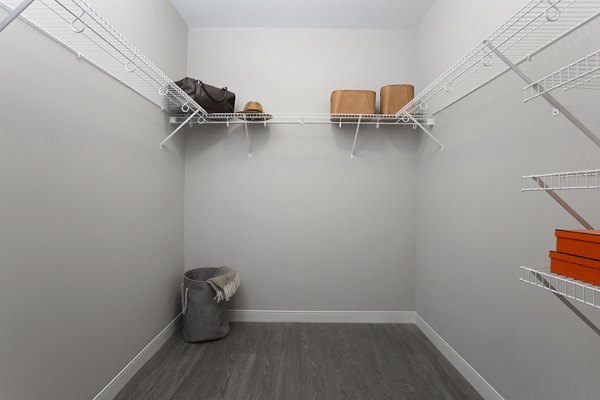 Spacious closet with ample shelving in The Andi Apartments