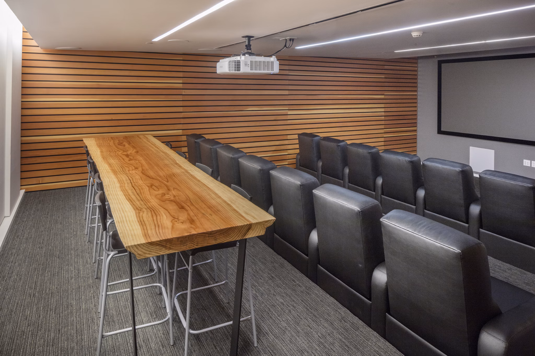Theater for movie screenings at Indigo at Twelve West Apartments