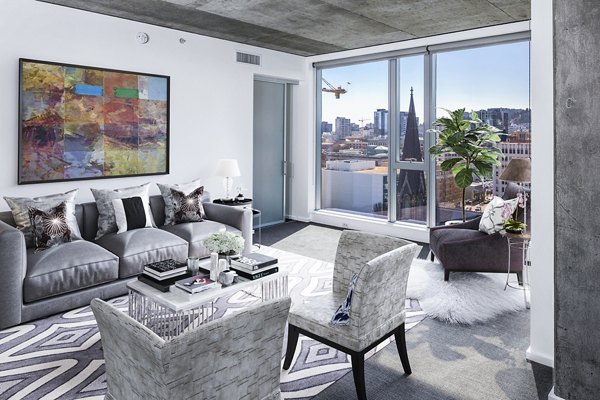 living room at Indigo at Twelve West Apartments                                  