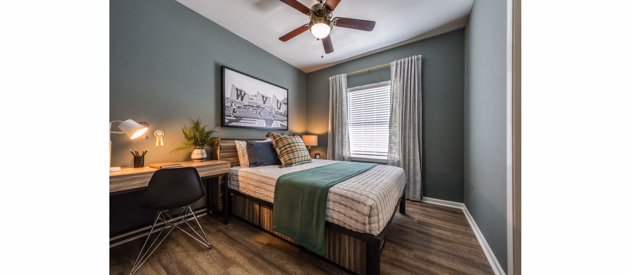 Cozy bedroom with elegant decor at Domain at Town Centre Apartments