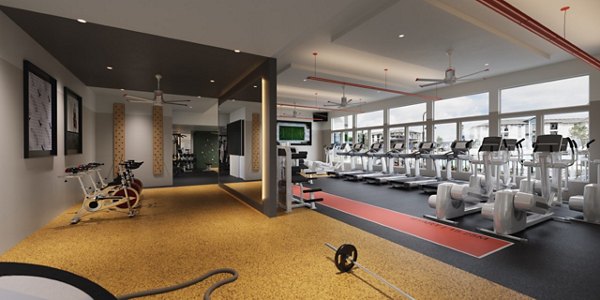 State-of-the-art fitness center with modern equipment at Domain at Town Centre Apartments offering a variety of workout options