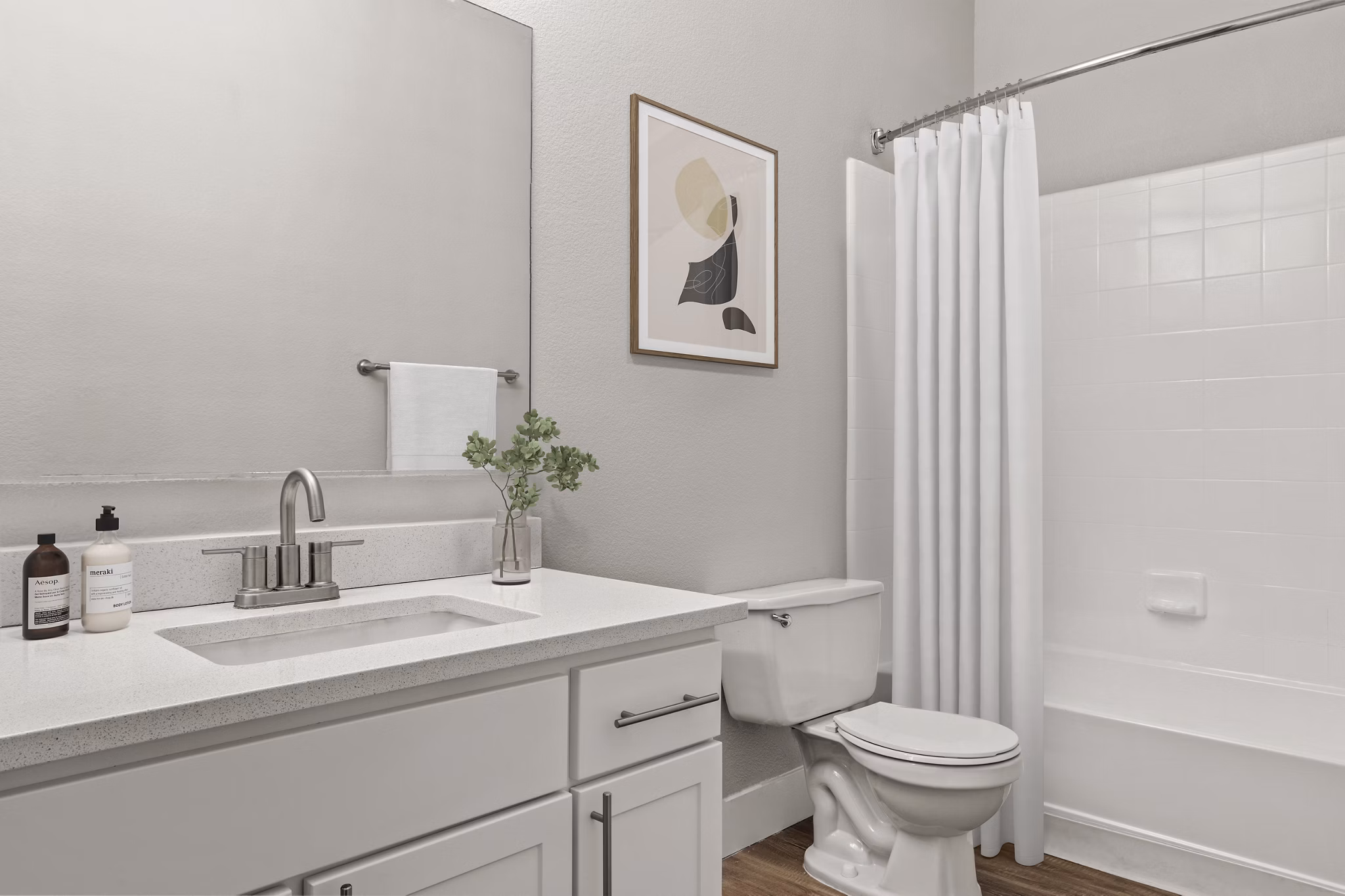 bathroom at Finisterra Apartments